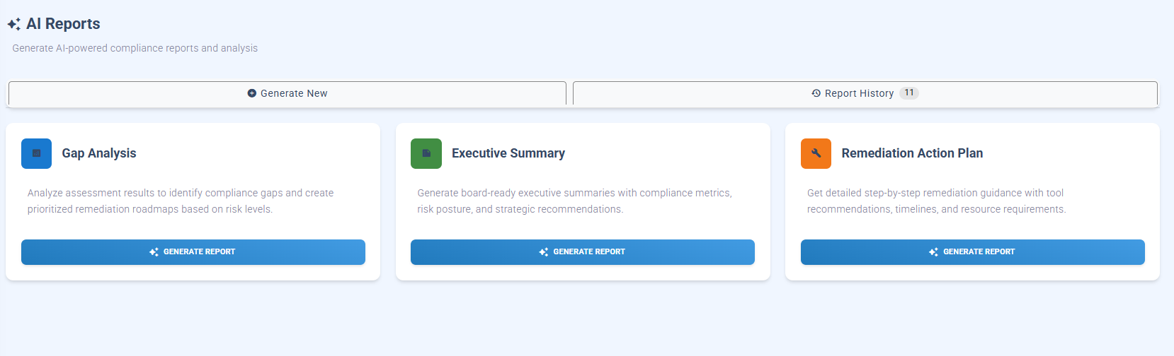 AI Reports: Gap Analysis, Executive Summary, Remediation Action Plan