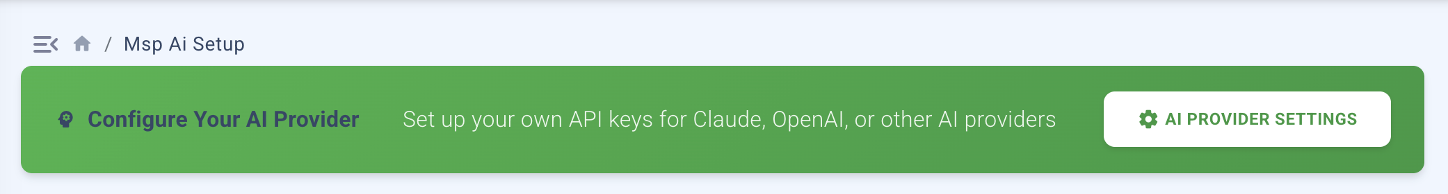 BYOK provider configuration empty state